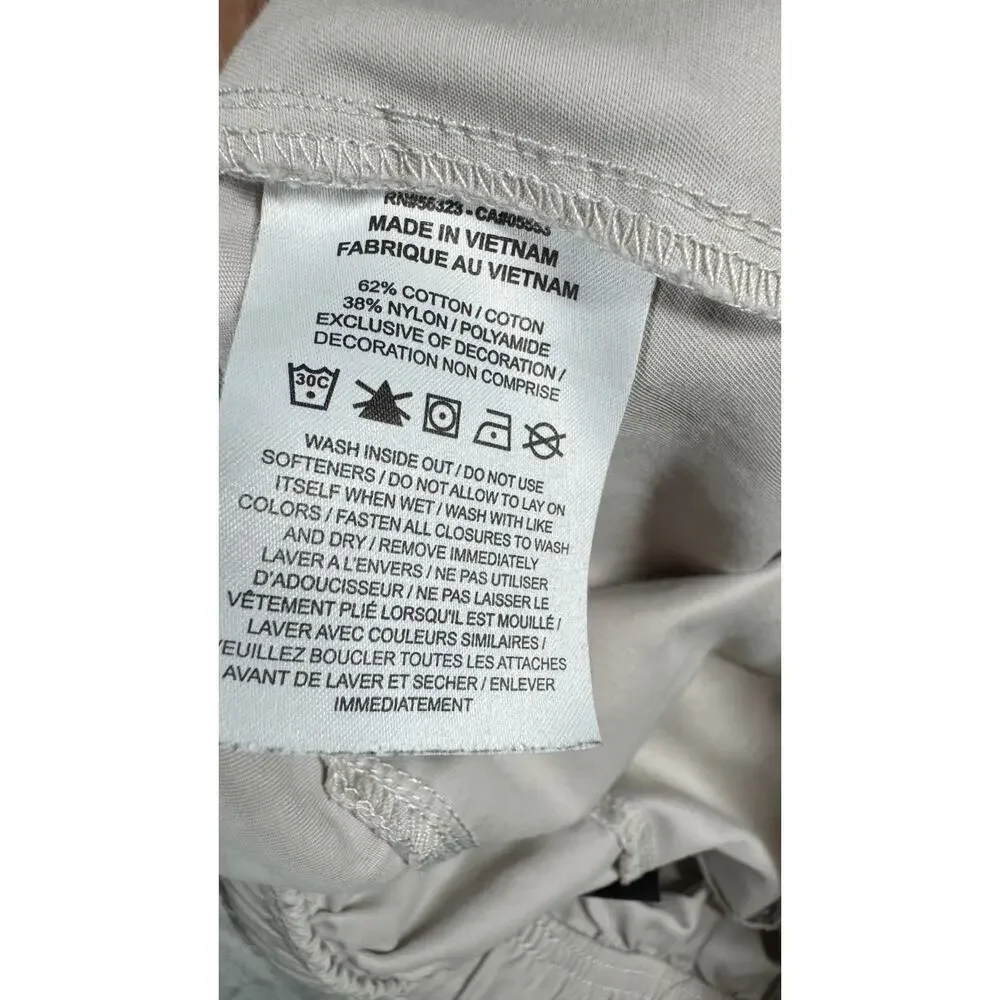 Nike Pant Men Sz L Tan Beige Cargo Joggers Utility Drawstring Elastic Waist Logo